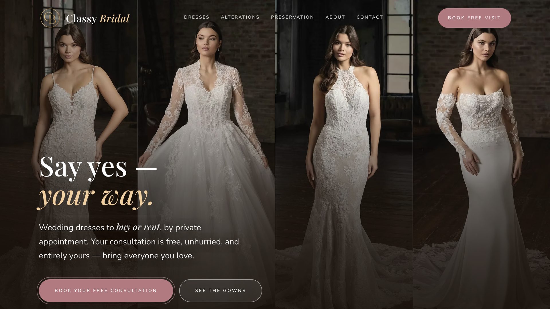 Classy Bridal — website for a bridal boutique in North Port, Florida